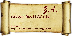Zeller Apollónia névjegykártya